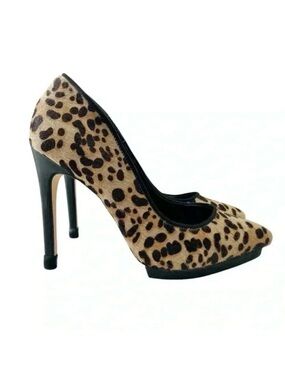 Aldo Leopard Print High Heel Pumps Pointed Toe Platform Brown Tan Size 7.5